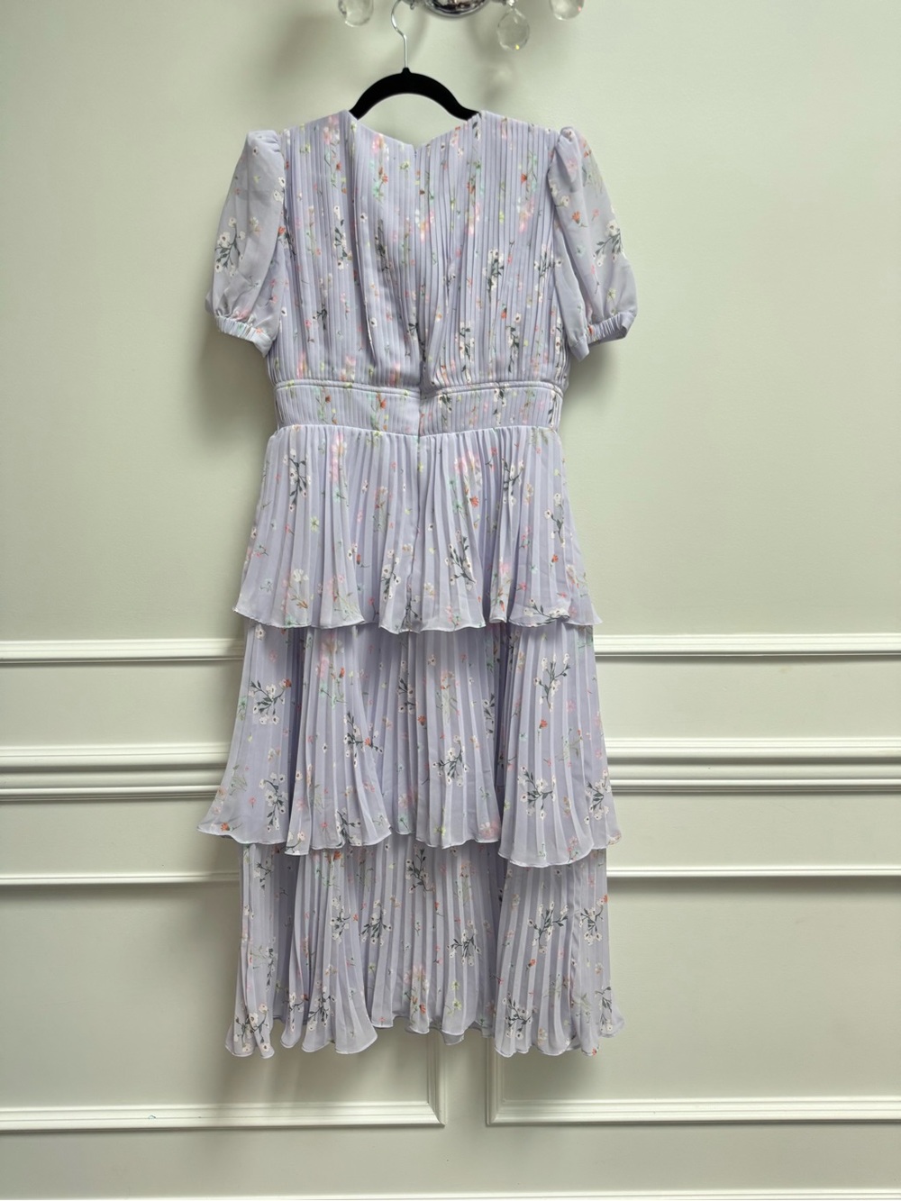 Self-Portrait Plissé Floral Midi Dress - US Size 8 - Like New! - Picture 10 of 13